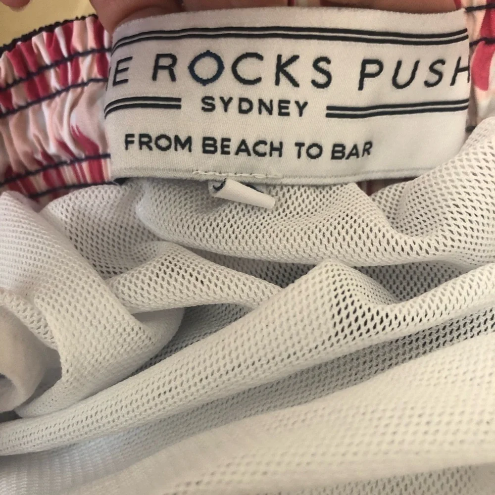 The Rocks Push Balmoral Mid Length Navy Stripe Board Shorts Sz 36 Beach To Bar